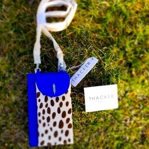 NWT Thacker of New York Blue/Animal Print Crossbody/Clutch Wallet/Phonecarrier